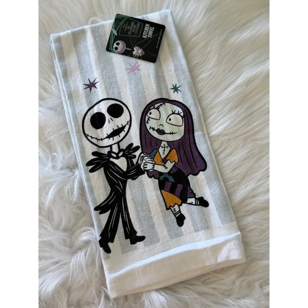 Disney Nightmare Before Christmas Jack Sally Kitchen Towel Cotton 15x25 New